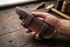 Knife Leather Sheath Belt  Horizontal Carry For 4 To 5 In Fixed Blade
