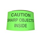 Uline S-7383  caution Sharp Objects Inside  3 x5   Stickers Labels Roll Of 500