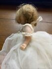 Rare Vintage Madame Alexander Doll In White Lacey Dress Blonde Sleepy Blue Eyes