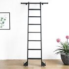 Hardjulan Hook On Rolling Library Ladder Track Kit With Metal Ladder