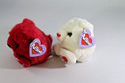 2 Puffkins Valentine s Day Plush Hugs   Kisses  5  Red White Bears Hearts Nwt