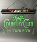 Vtg 1950s Goetz Country Club Pilsener Beer Lighted Lucite Hanging Sign 22 5 