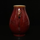 19cm Kangxi Signed Old Chinese Red Glaze Yaobian Glaze Vase W dragon