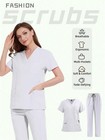Unisex Scrub Set    vneck Top   Straight Pants With Pockets Nurse Medical Uniform