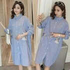 Womens Embroidery Shirt Dress Tops Button Down Long Sleeve Blouse Loose Casual