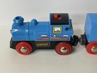 Lot Of 2 Brio Trains Wooden Blue Locomotive   Car Magnetic Read Description