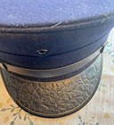 Vintage Firemans Dress Cap Blue  No Badge Embossed Brim