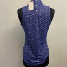 Peter Millar Womens S Golf Sleeveless Mock Neck Top Blue Paisley Sun Protection