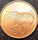 Iceland 1981 Iceland 50 Aurar Coin W shrimp   Dreki The Dragon  Animal Wildlife
