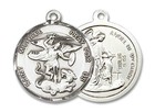 Sterling Silver St Saint Michael The Archangel Medal Pendant Necklace W  Chain
