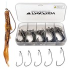 60pcs Fishing Hooks With Twist Lock Offset Worm Hooks Texas Rig Hooks Bass Fish