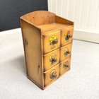 Vintage Wooden Hanging   Tabletop Sewing Box Organizer 9 Drawers Floral Accents