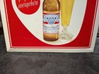 Vintage Original Budweiser King Of Beers Tin Over Cardboard Easel Back Sign Nice