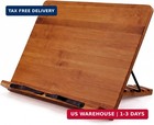 Bamboo Cookbook Stand Large  Adjustable Book Holder Tray And Page Paper Clips -