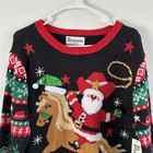 Women   s No Boundaries Ugly Christmas Sweater Happy Y   allidays Santa Horse Xl