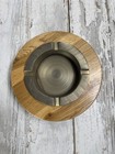 Wood Grain Leather Cigarette Cigar Ashtray Weighted Heavy Brass Insert Aa1a2308