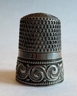 Simons Bros  Co  Victorian Scroll Sterling Silver Sewing Thimble 1839-1880 