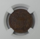 1865 Two-cent Piece Certified Ngc Au 58 Brown 2c