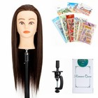 20  Synthetic Hair Female Mannequin Head Brown W  Table Clamp Free Shipping 