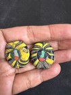 2 Pcs Ancient Very Rare Phoenician Emotion Mosaic Face Bead Jewish Amulet W3