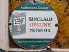Vintage Sinclair Porcelain Sign Old Opaline 12  Car Motor Oil Can Gas Pump Plate