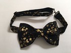 New Handmade Custom Bow Tie Floral Black gold Pre Tied Adjustable Wedding Tie