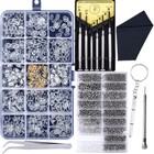 Complete Eyeglass Repair Kit - 1500 Pcs Screws  Nose Pads  6 Screwdrivers   Tool
