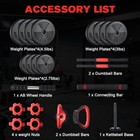 6 In 1 Dumbbell Barbell Kettlebell Set 45lb Adjustable Free Weights Home Gym