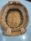 Heave Duty Vtg Wicker Weaved Basket Wood Handles Rectangle Excellent