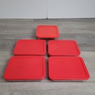 Vintage Pyrex Refrigerator Dish Set 5pc   7210h Rectangles   8704 Square  Red Lids