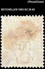 Seychelles 1893 Sc 26 Queen Victoria 90   Op Of A 96   Vio   Carm Mhr F vf  2