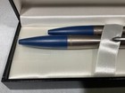 Vintage Parker Grey blue Tone Ball Point Pen   Mechanical Pencil Set In Box--new