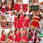 Xmas Women Sexy Lingerie Red Santa Babydoll Lace Sleepwear Costume Underwear Set