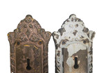 2-antique Door Knob Backplate Face Plate Ornate Farmhouse Salvage Painted Metal