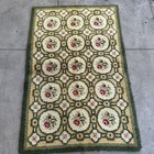 Vtg Latch Hook Rug Cottage Style  Pink Roses Green Cream 40x60 Inches