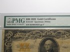  20 1922 Gold Certificate Large Bank Note Bill Pmg Graded Speelman white Fr 1187