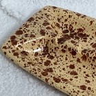 Vintage Mcm Ceramic Large Communal Ashtray Creamy Yellow Reddish Brown Speckles