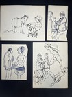 Large Collection Of 20th C  Eccentric Surreal Concept Sketches-herbert Leopold