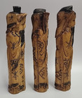 Chinese Carved Bovine Bone Immortal Deity Sanxing Wise Men Fu Lu Shou Figures