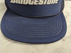 Vintage Snapback Hat Cap Trucker Bridgestone Racing Tires Royal Blue Headmost