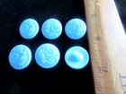6 Magnificent Czech Vintage Style Glass Buttons    Turquoise