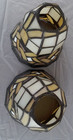Vintage Ornate Leaded Tiffany Style Stained Glass Small Lamp Shades Set Of 2