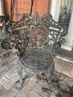 Pair Antique Garden Chair Cast Iron In The Morning Glory Pattern
