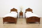 Pair Of Tudor Vintage Walnut   Maple Twin Size Beds  Joerns  56349