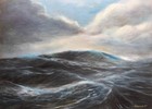 Seascape Painting Oil On Canvas Wave Sea Ocean Landscape Original Art Antique