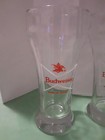 3 Rare Vintage Budweiser White Bowtie Logo King Of Beers Pub Bar Beer Slim Glass