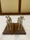 Antique Art Deco Silvered Bronze Greyhound Statues With Maker Mark  Signed