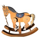Beautiful Handmade Wooden Galloping Sound Rocking Horse Leather Ears Fur Tail 9 