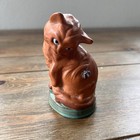 Vintage Terra Cotta Crouching Kitty  Ceramic Clay Figurine Cat