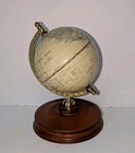 Vintage Fucashun Mini Globe 6  Brass Arch Cherry Base Taiwan 